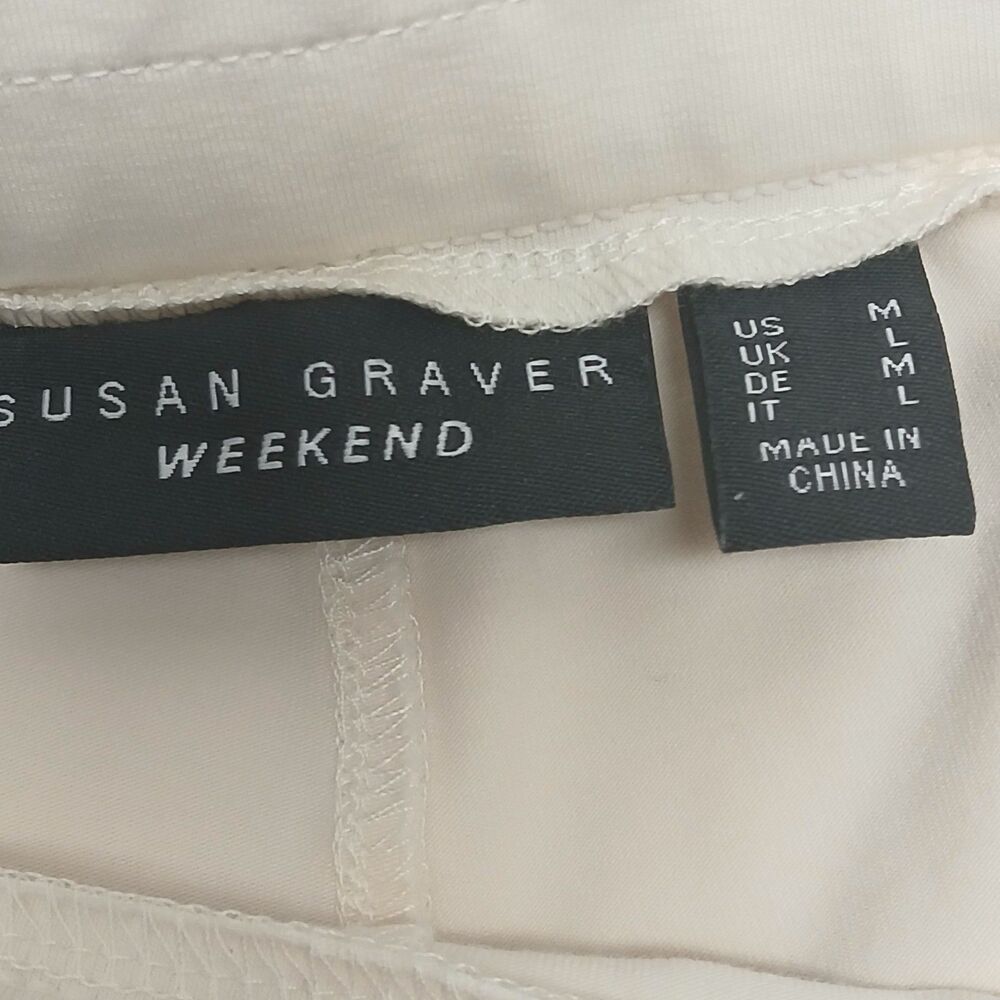 SUSAN GRAVER Weekend Cargo Pants Women's Cream/Off White Pull-On Stretch Medium - Picture 10 of 10